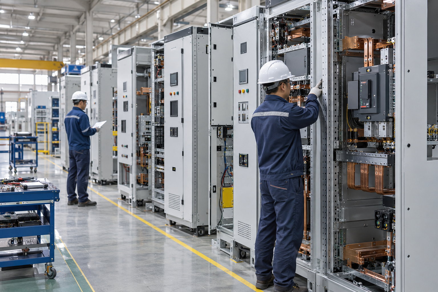 AI-generated switchgear assembly scene