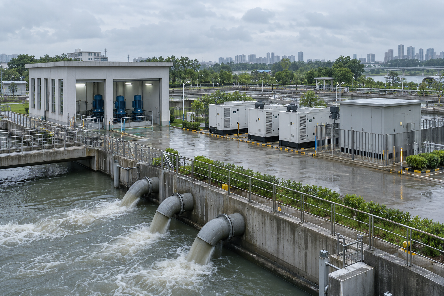 Municipal pump-station package AI-generated scenario image